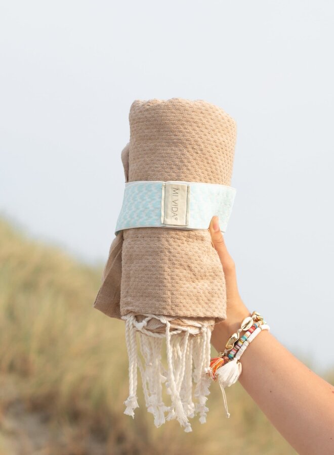 Handdoek elastiek print blauw