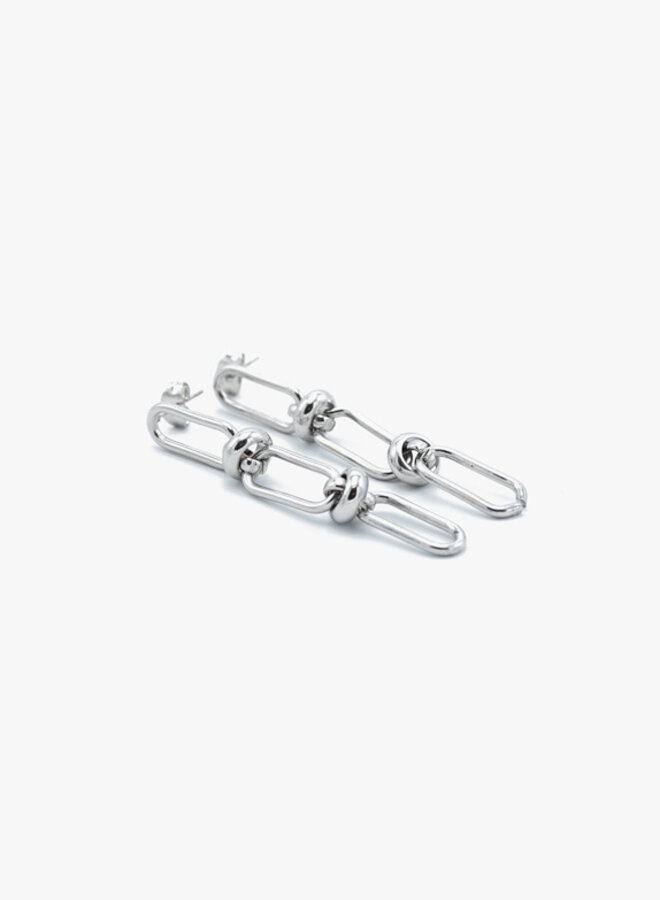 Oorbellen linked chain zilver