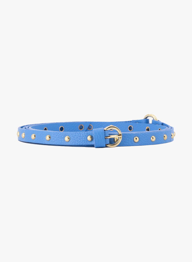 Leren dubbele riem blauw