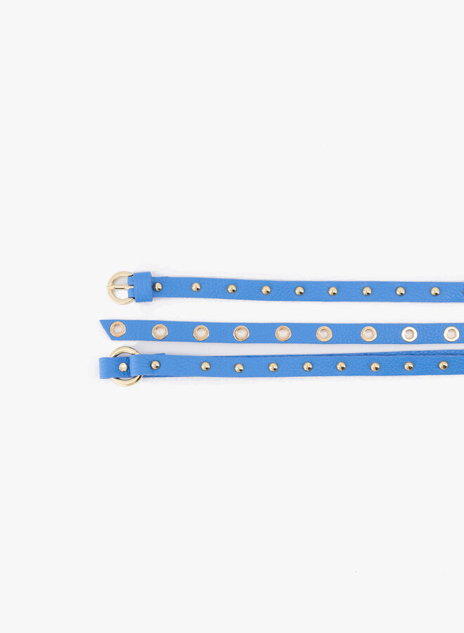 Leren dubbele riem blauw
