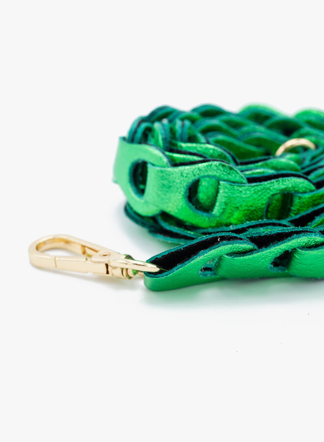 Bag strap metallic gevlochten groen
