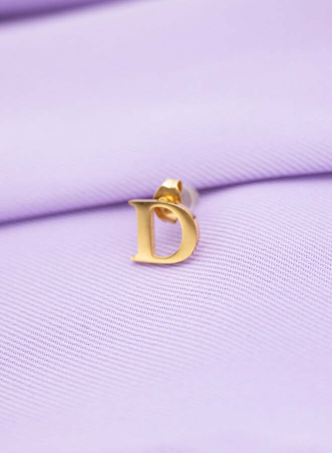 Oorknop initiaal goud D