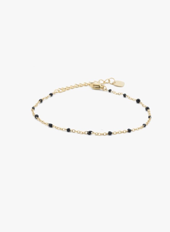Armband goud met steentjes zwart