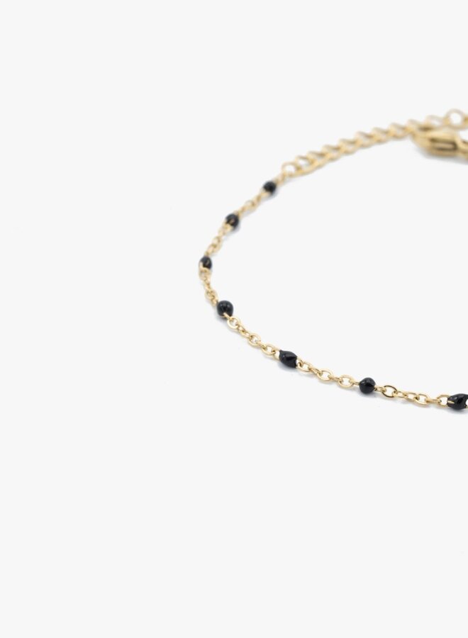 Armband goud met steentjes zwart