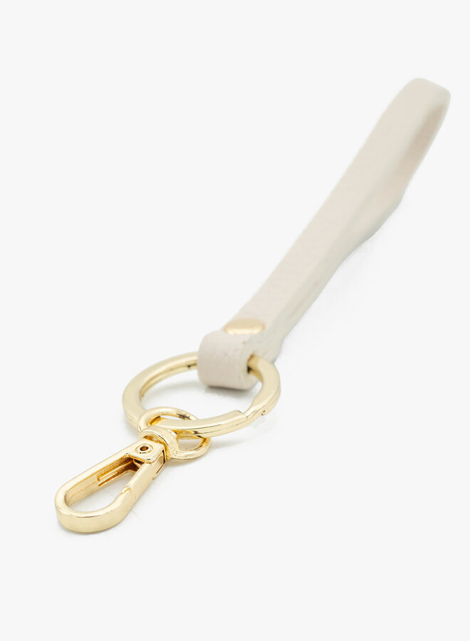 Sleutelhanger leer metallic goud