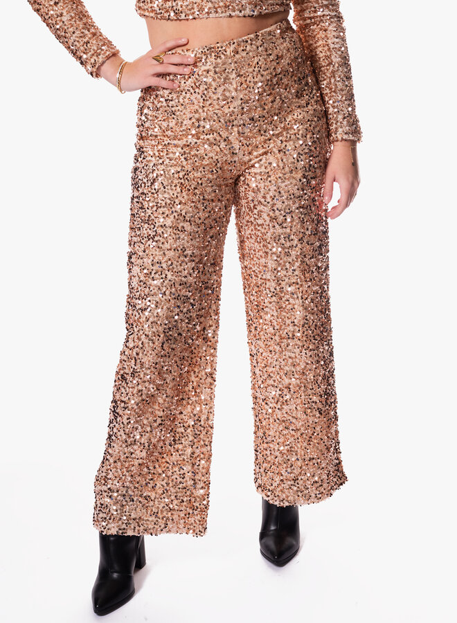 Pailetten broek oudroze