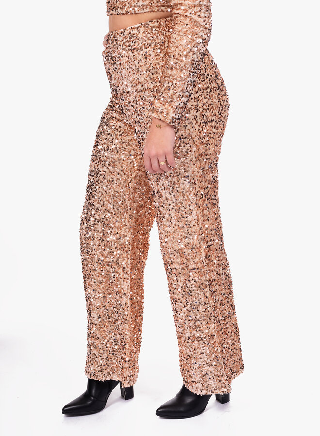 Pailetten broek oudroze