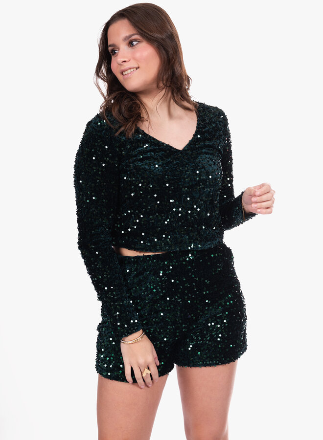 Pailetten short groen