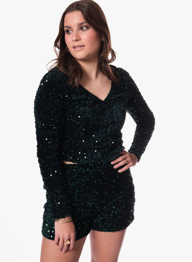 Pailetten short groen