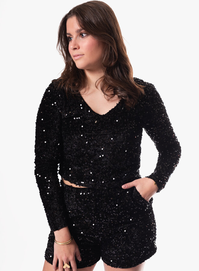 Pailetten top zwart