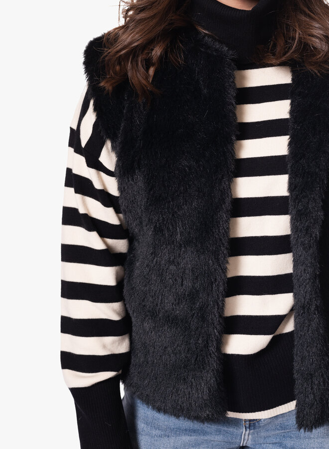 Zwart wit gestreepte trui col