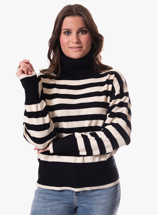 Zwart wit gestreepte trui col