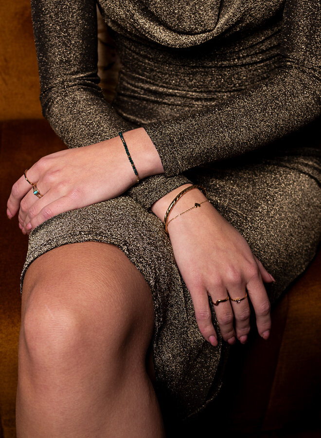 Glitter midi jurk goud