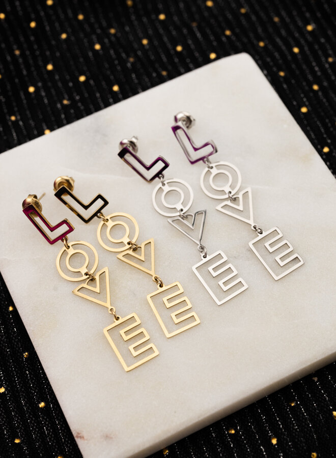 Statement oorbellen love letters