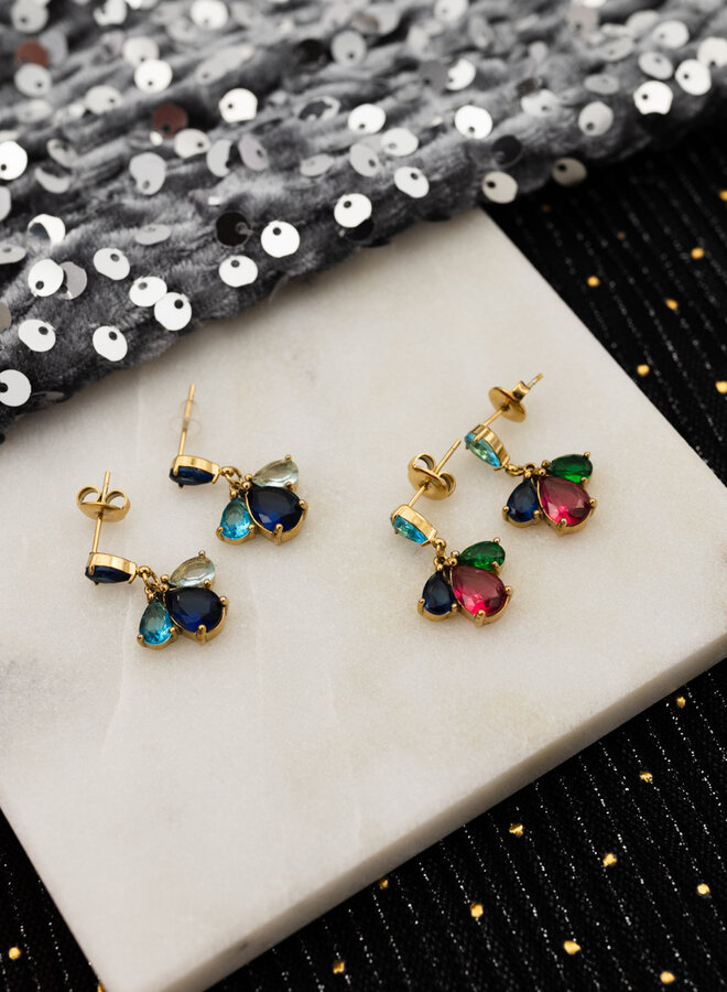 Classy oorbellen multicolor stenen