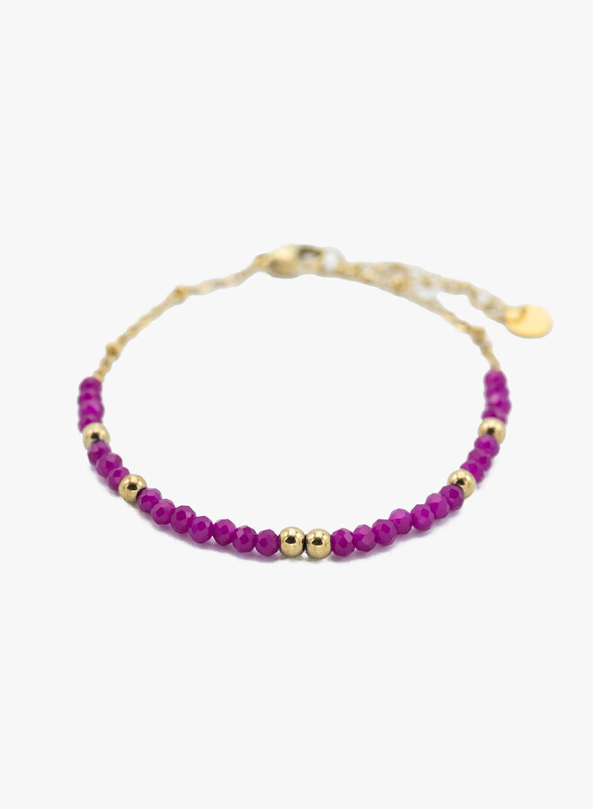 Kralen armband paars met goud