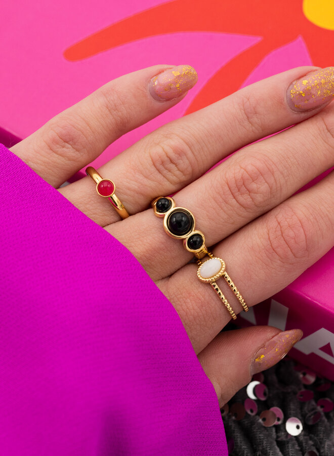 Ring met stenen zwart Ella