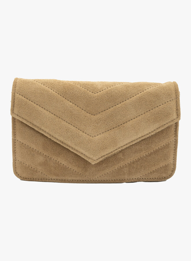 Leren tas suede zand Laurie