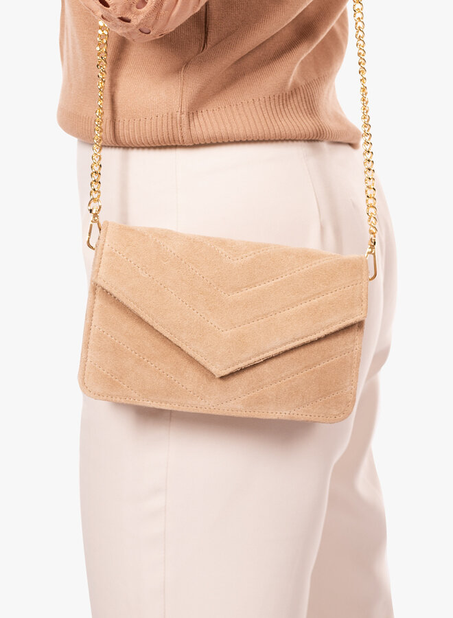 Leren tas suede zand Laurie