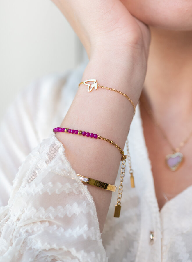 Kralen armband paars met goud