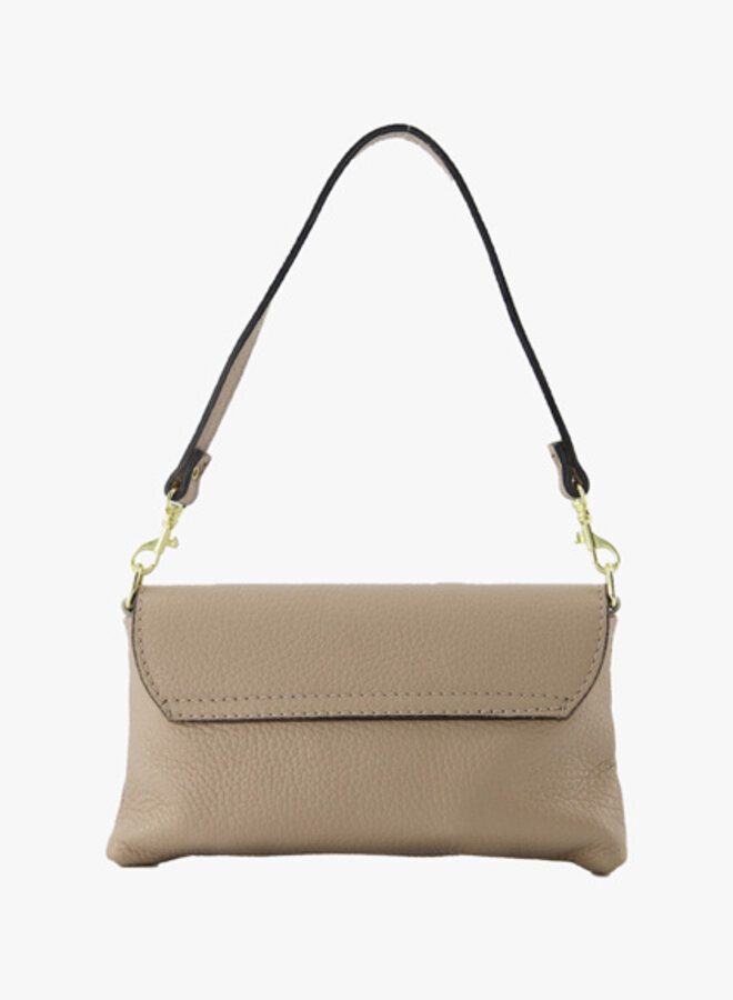 Leren schoudertas taupe Lara