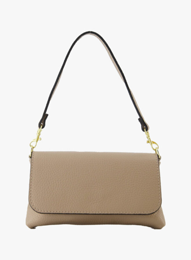 Leren schoudertas taupe Lara