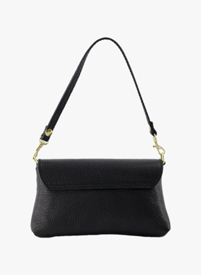 Leren schoudertas zwart Lara