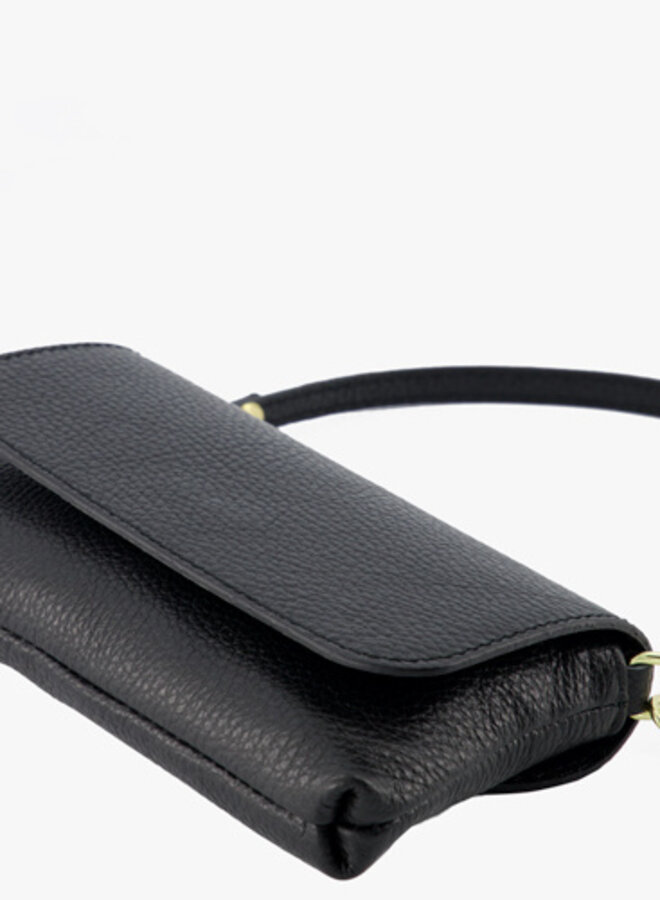 Leren schoudertas zwart Lara