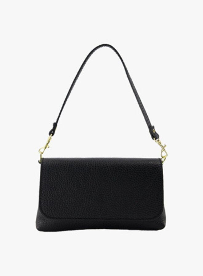 Leren schoudertas zwart Lara