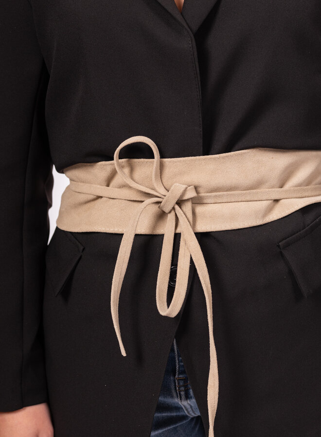 Wikkelriem suede lichtbruin