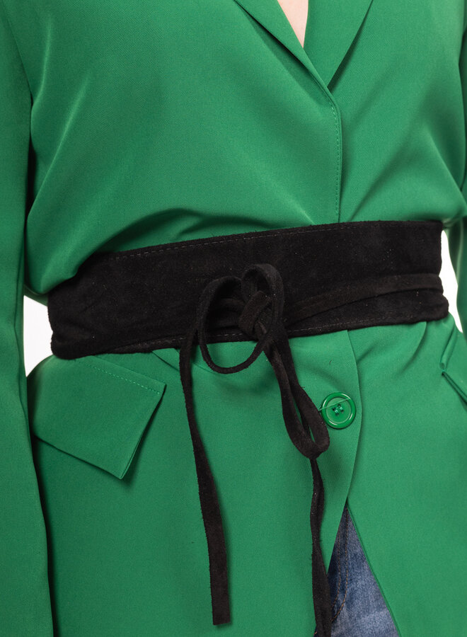 Wikkelriem suede zwart