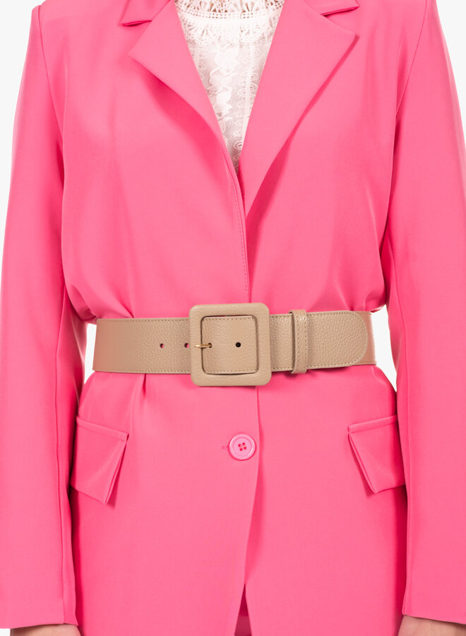 Leren riem breed taupe