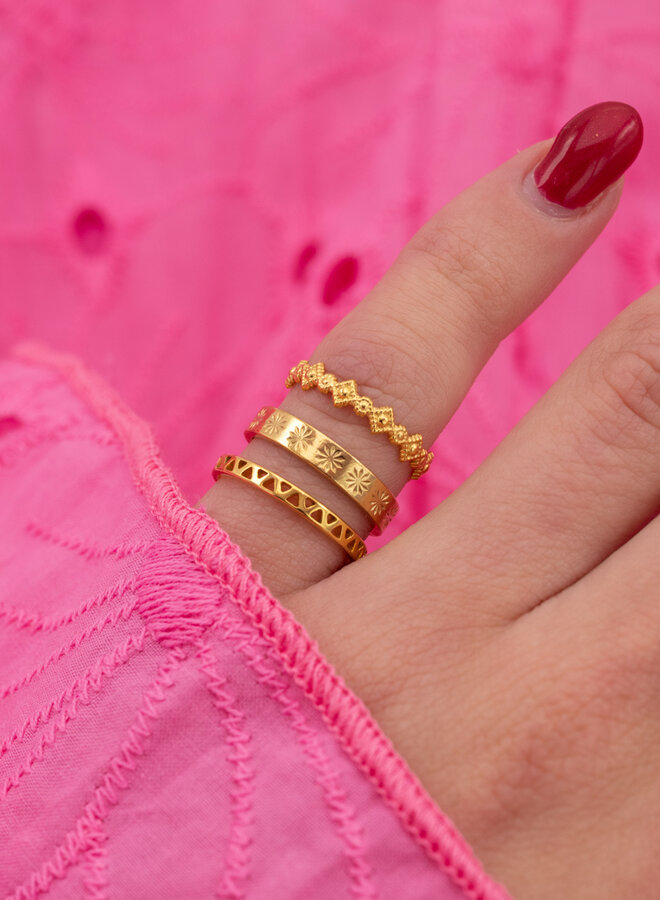 Pinkring zigzag goud