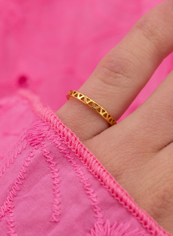 Pinkring zigzag goud