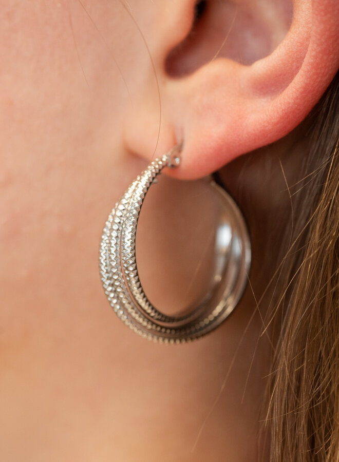 Oorbellen 3 in 1 zilver/goud