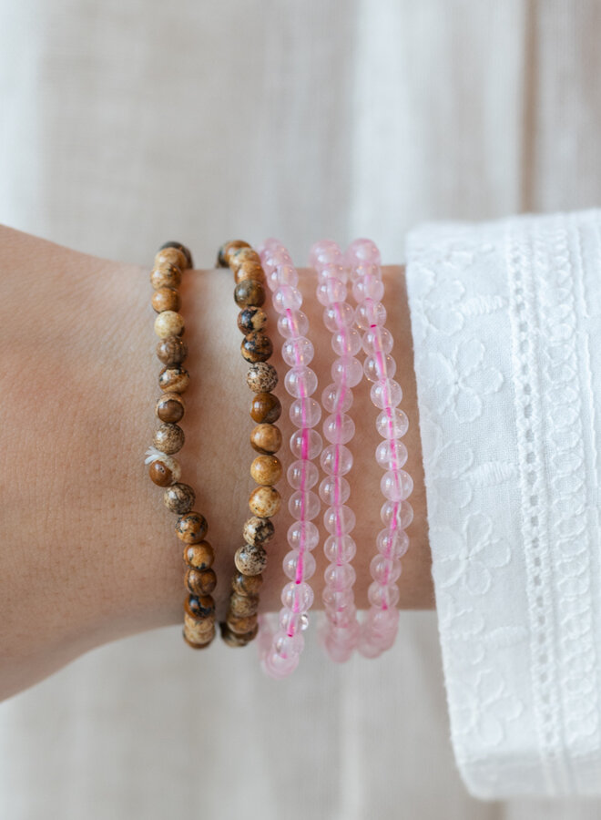 Armband met Rozenkwarts kraaltjes
