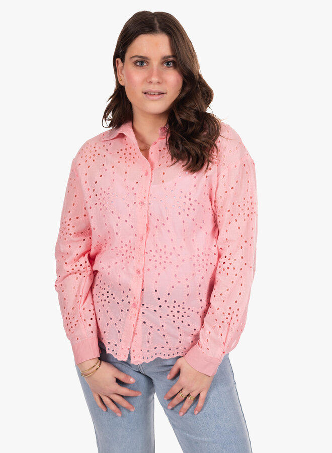 Broderie blouse zachtroze