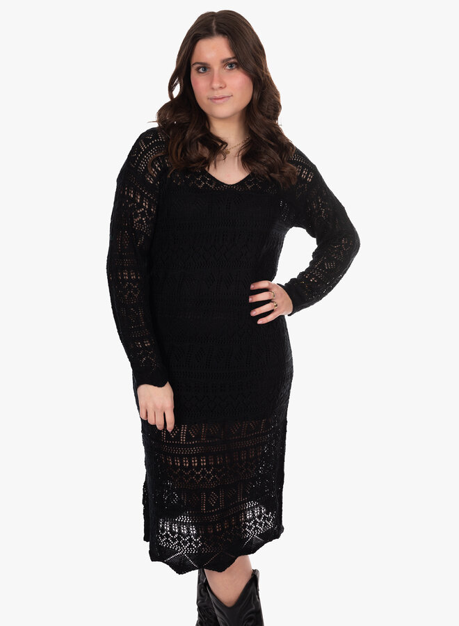 Crochet jurk gevoerd zwart
