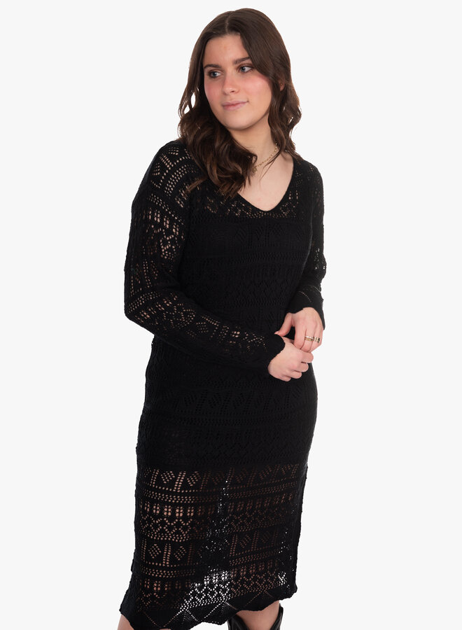 Crochet jurk gevoerd zwart