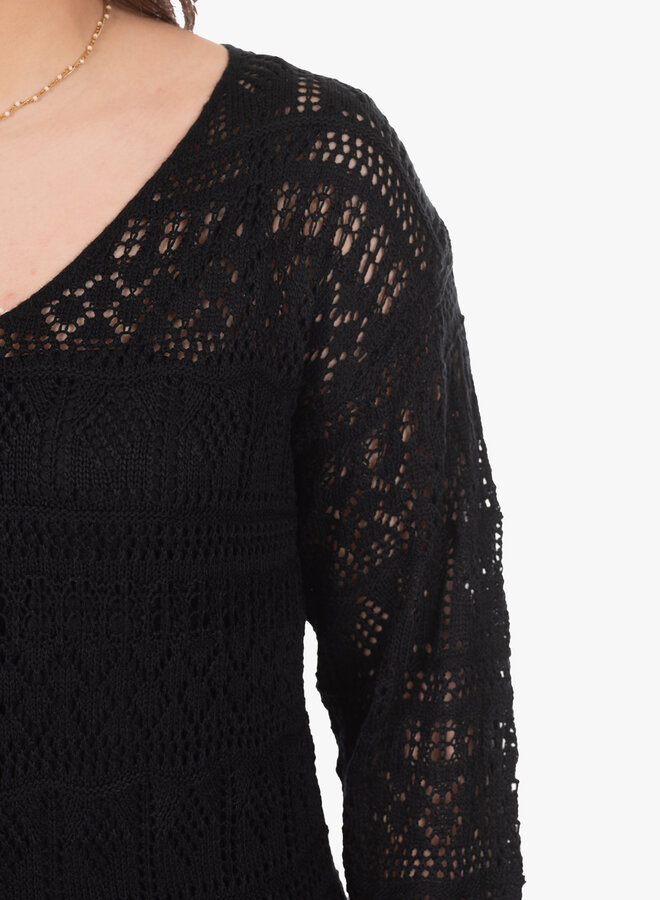 Crochet jurk gevoerd zwart