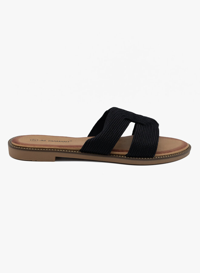 Gevlochten luxe slipper zwart