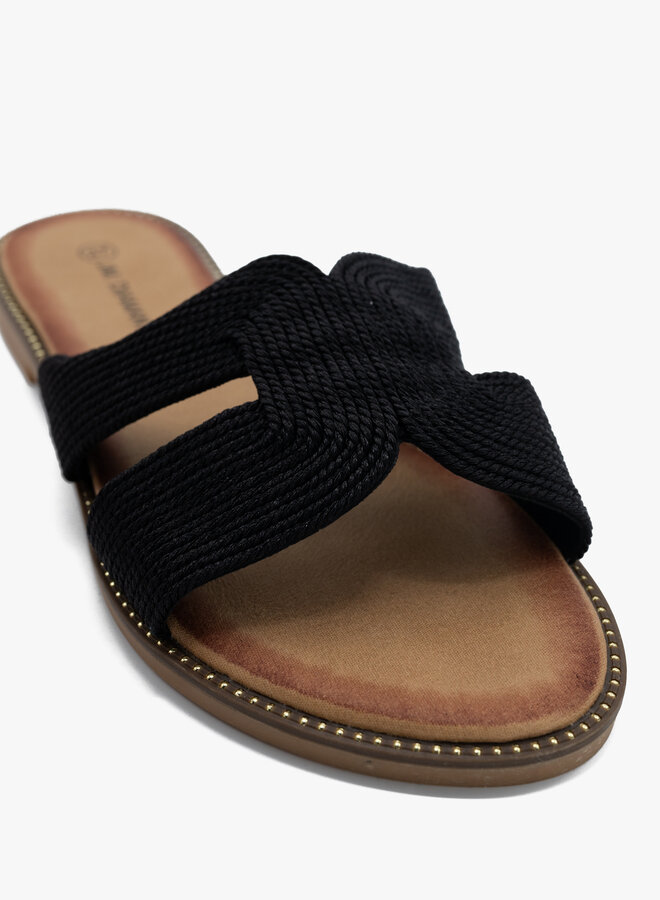 Gevlochten luxe slipper zwart