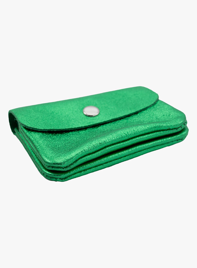 Leren metallic portemonnee gifgroen