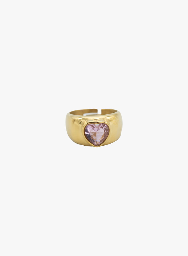 Statement ring pink heart