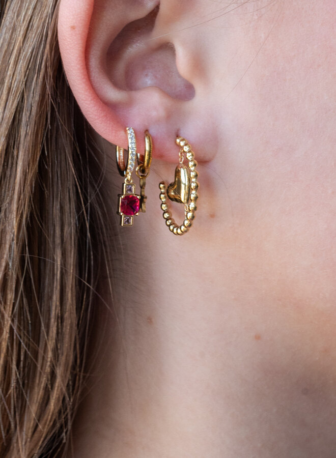 Oorringen dots met hart