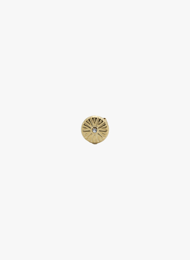 One piece oorknop rond met steentje
