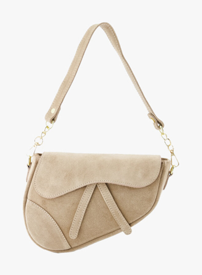 Leren tas suede Gigi beige