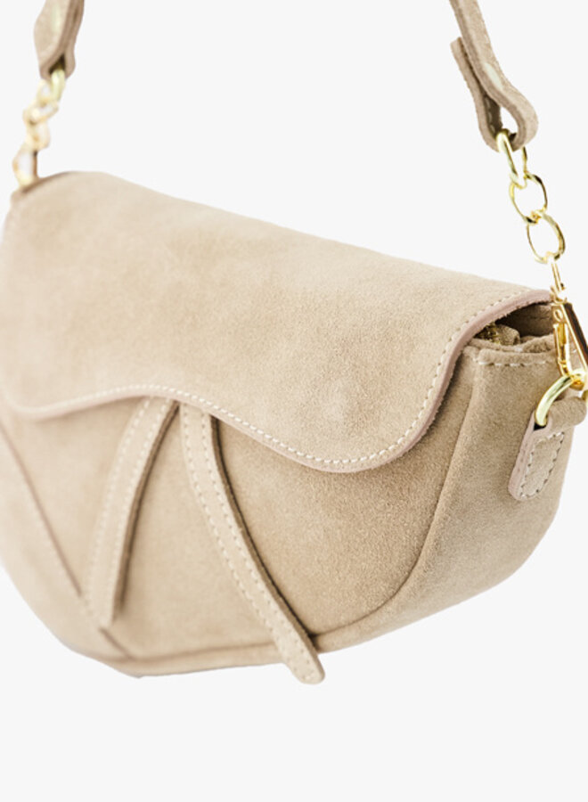 Leren tas suede Gigi beige