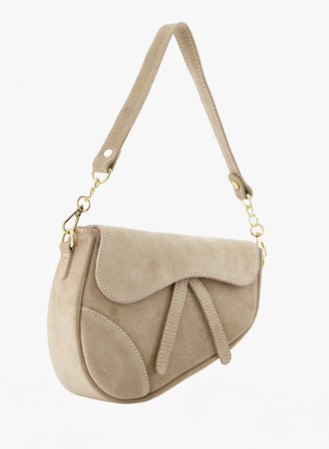 Leren tas suede Gigi beige