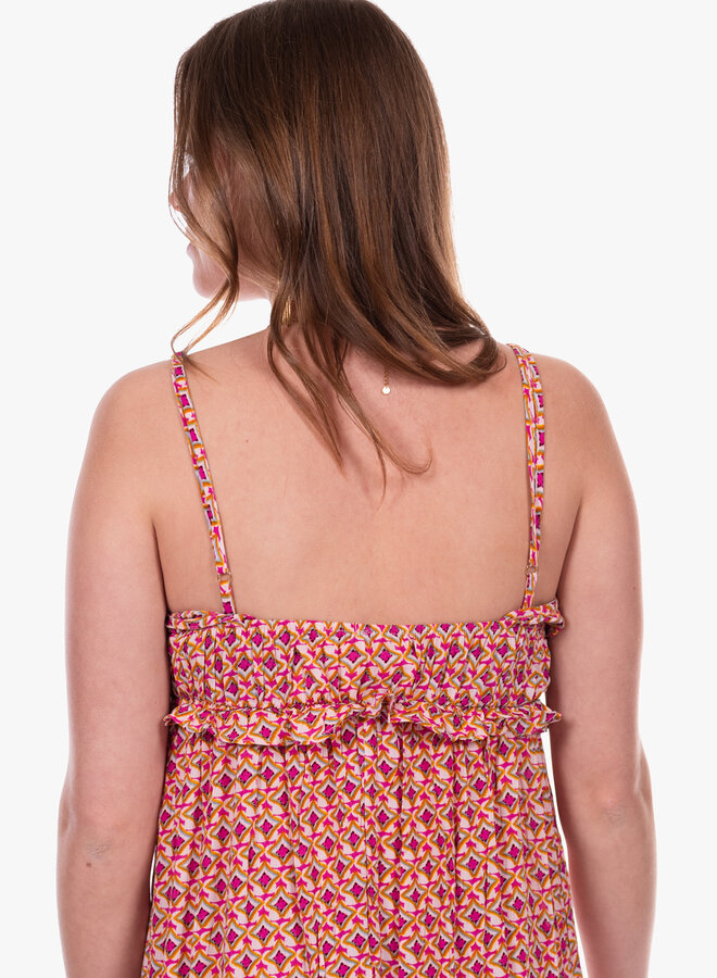 Maxi jurk spaghetti bandjes met print